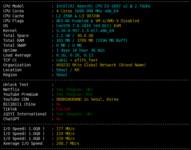 HKGserver韩国SK线路VPS测评：香港原生IP广播到韩国，7M小水管性能分析-国外VPS测评